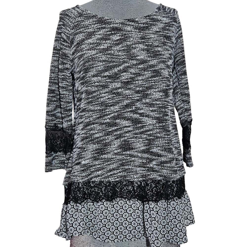 Gray Lace Detail Blouse Size Small